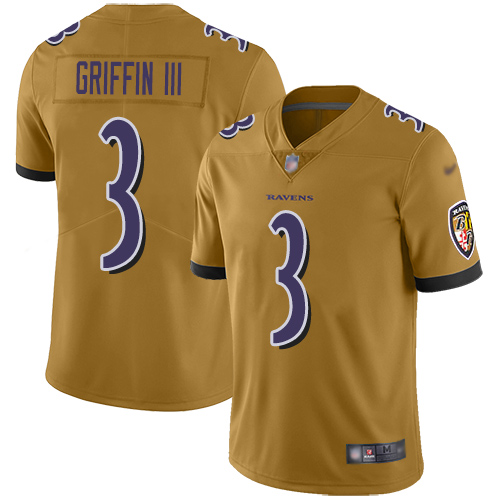 Baltimore Ravens Limited Gold Men Robert Griffin III Jersey NFL Football #3 Inverted Legend